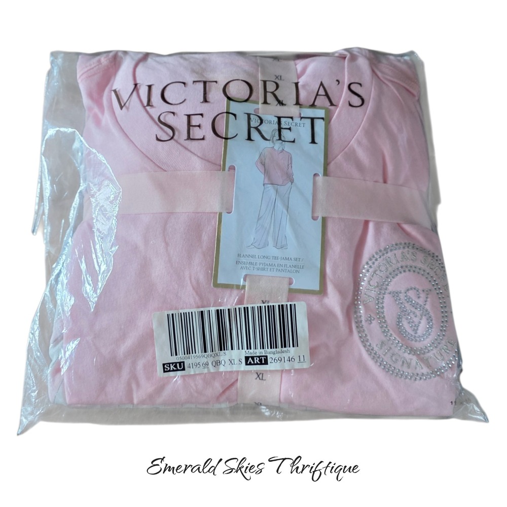New Victoria's Secret signature Pajama Set Pink rhinestone xl nwt free ship